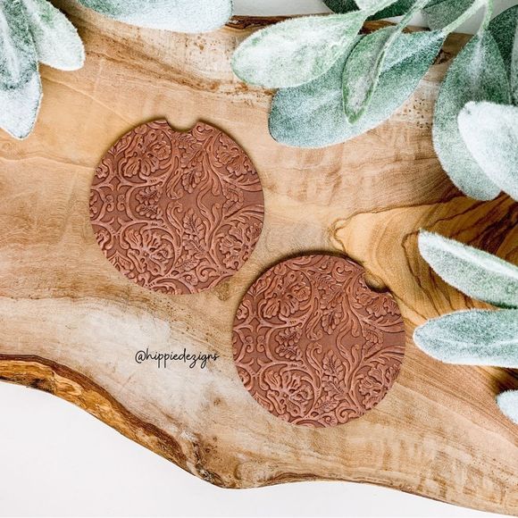 Brown Floral Coaster Set  | Car Accessories - Picture 1 of 8